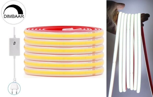 230V COB LED STRIP MET DIMMER IP67 10-METER 4000K NEUTRAAL WIT