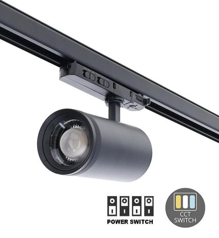 LED 3-FASE RAILSPOT ZOOM 15°-55° POWER- & CCT-SWITCH 