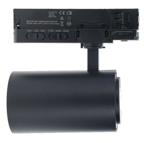 LED 3-FASE RAILSPOT DIM POWER- & CCT-SWITCH BLACK 