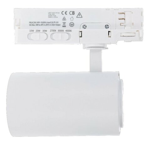 LED 3-FASE RAILSPOT DIM POWER- & CCT-SWITCH WHITE
