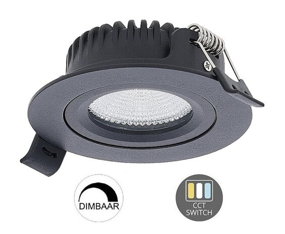 LED INBOUWSPOT SLIM IP65 DIMBAAR & CCT-SWITCH 6W 400LM 