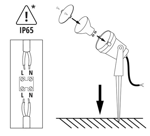 TUINSPOT BLAKE MET GRONDPIN ALUMINIUM/GLAS IP65 230V GU10