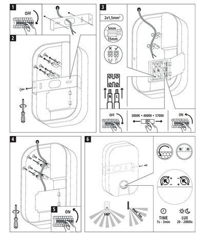 LED WANDLAMP BAVANO PIR SENSOR IP54 230V 15W 1200LM 