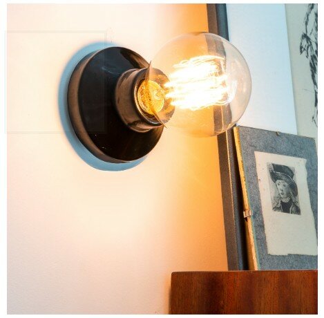 OPBOUWLAMP KERAMIEK VINTAGE ZWART 230V E27 