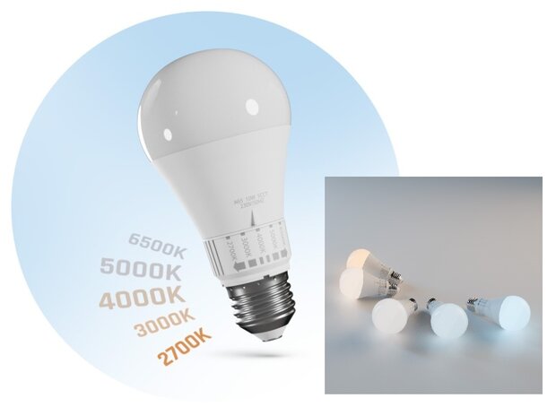 LED GLOEILAMP 5-CCT 5-LICHTKLEUREN E27 13W 1500LM 