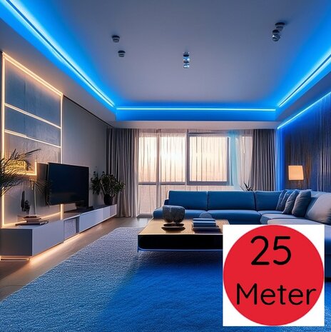 LED NEON STRIP IP65 6x12MM 25M 24V/DC 12W/M BLAUW