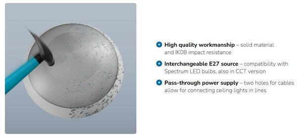 PLAFONDLAMP OMNI BLACK IP65 IK08 230V E27 FITTING