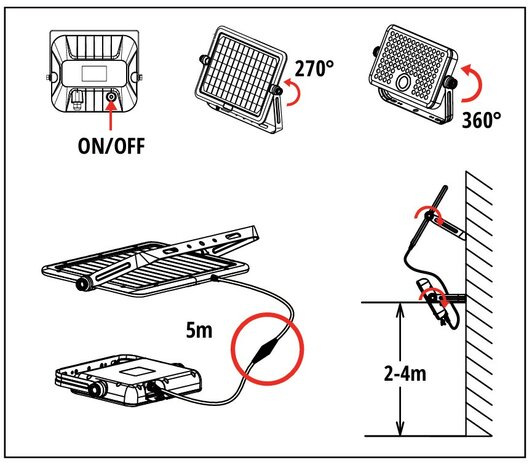 SOLAR LED VERSTRALER SENSOR DIM & 2CCT REMOTE 1500LM 10W