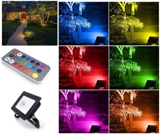 RGB+W LED VERSTRALER + REMOTE IP65 20W MULTICOLOR & WARM WIT 