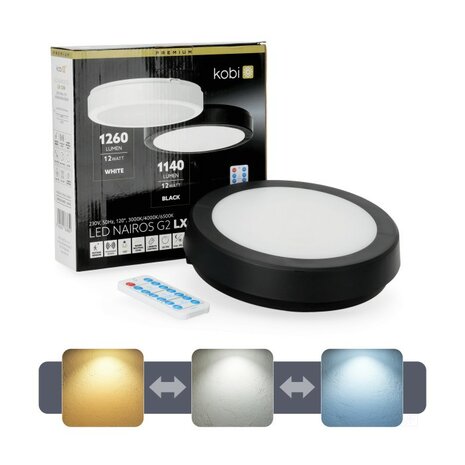 LED PLAFONDLAMP NAIROS SENSOR/REMOTE BLACK IP65 12W 1840LM CCT