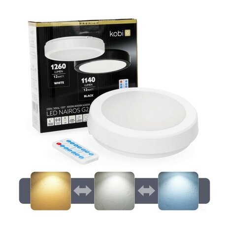 LED PLAFONDLAMP NAIROS SENSOR/REMOTE WHITE IP65 12W 1140LM CCT