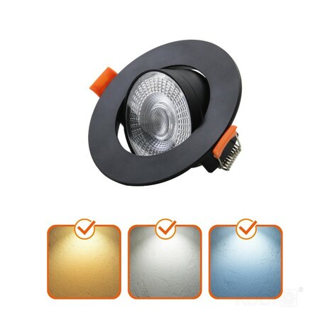 LED INBOUWSPOT ECO ZWART POWER- & CCT-SWITCH IP20