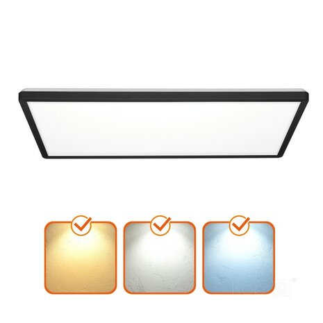 LED PLAFONDLAMP NIVERA ZWART CCT-SWITCH IP54 32W 4300LM 