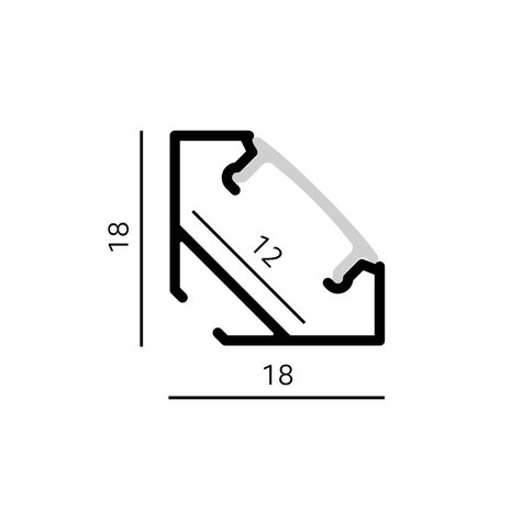 ALUMINIUM HOEKPROFIEL WIT - LED STRIP TOT 12-MM