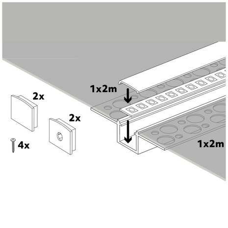 ALUMINIUM PLEISTERPROFIEL ALU - LED STRIP TOT 12-MM