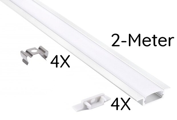 ALUMINIUM INBOUWPROFIEL WIT - LED STRIP TOT 12-MM