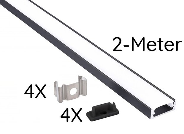 ALUMINIUM PROFIEL ZWART - LED STRIP TOT 12-MM