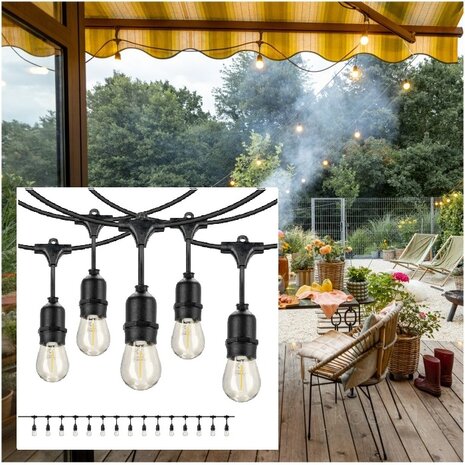 LED BUITENSLINGER SET 15-METER 15 X 1W E27 KOPPELBAAR