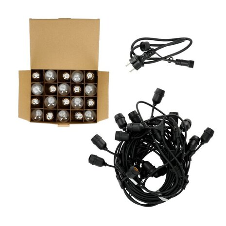 LED BUITENSLINGER SET 20-METER 20 X 1W E27 KOPPELBAAR