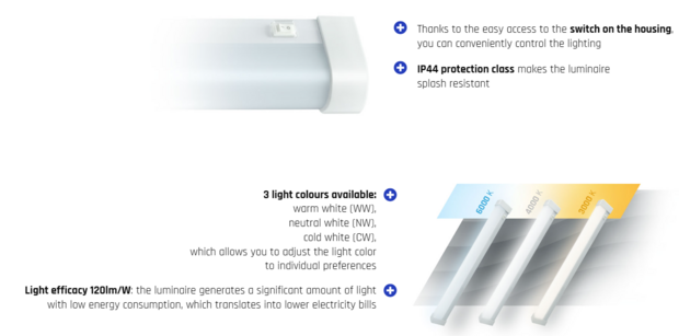 LED ARMATUUR AQUATICA IP44 SQUARE 230V 15W 1600LM 3000K