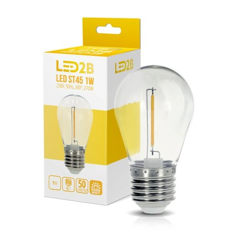 LED ST45 GLOEILAMP PLASTIC 230V E27 1W 50LM 2700K  