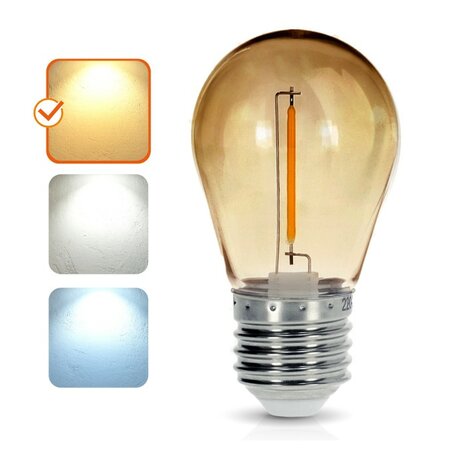 LED ST45 GLOEILAMP AMBER 230V E27 1W 40LM 2700K  