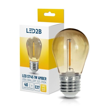 LED ST45 GLOEILAMP AMBER 230V E27 1W 40LM 2700K  