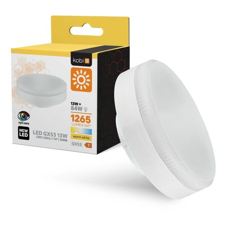 LED LAMP GX53 110&deg; 230V 13W=84W 3000K WARM WIT 