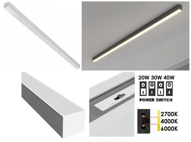 LED LINEAR ARMATUUR WIT 120CM POWER- & CCT-SWITCH 