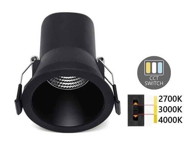 LED INBOUWSPOT 40&deg; IP44 DIMBAAR 230V 6W CCT-SWITCH