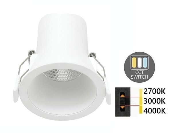 LED INBOUWSPOT 40&deg; IP44 DIMBAAR 230V 6W CCT-SWITCH