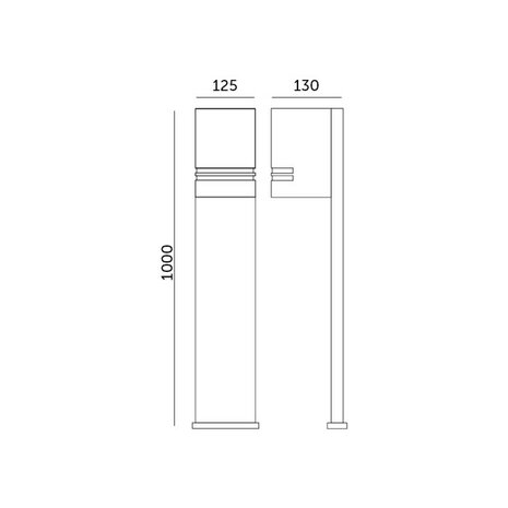 TUINPAAL SOKKELLAMP ZWART 100CM IP44 230V GU10