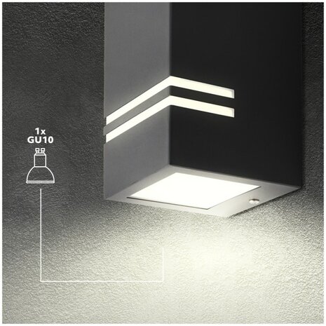 TUINLAMP WANDLAMP GRIJS DOWN IP44 230V GU10