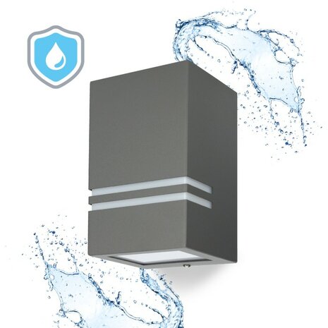 TUINLAMP WANDLAMP GRIJS DOWN IP44 230V GU10