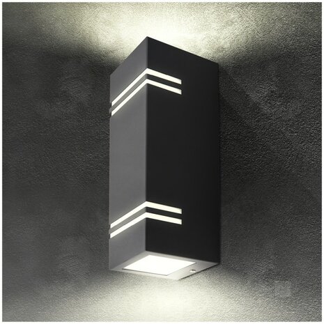 TUINLAMP OUTDOOR WANDLAMP ZWART UP/DOWN IP44 230V 2XGU10