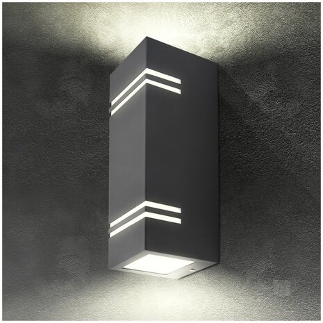 TUINLAMP OUTDOOR WANDLAMP GRIJS UP/DOWN IP44 230V 2XGU10