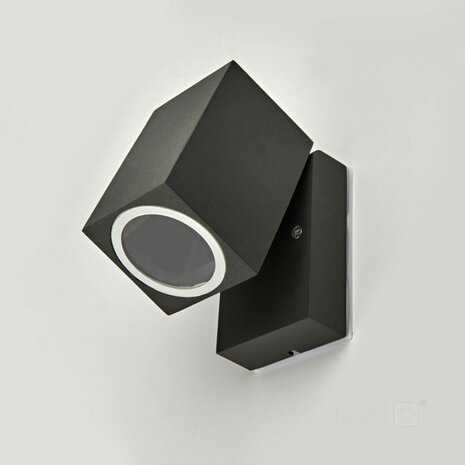 BUITENLAMP WANDLAMP 90&deg; ZWENKBAAR ZWART IP44 230V GU10