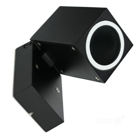 BUITENLAMP WANDLAMP 90&deg; ZWENKBAAR ZWART IP44 230V GU10
