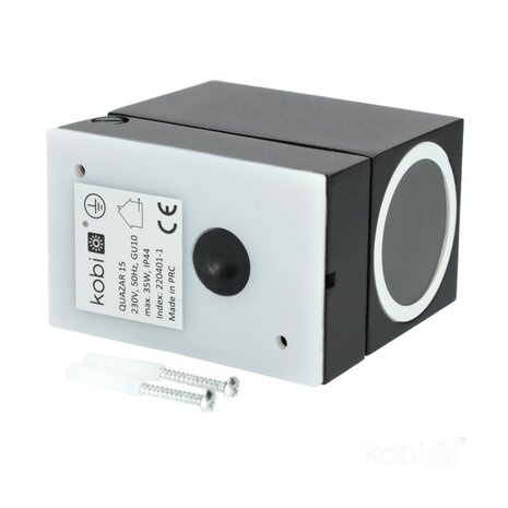 BUITENLAMP WANDLAMP 90&deg; ZWENKBAAR ZWART IP44 230V GU10