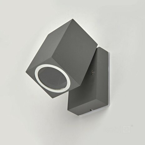 BUITENLAMP WANDLAMP 90&deg; ZWENKBAAR GRIJS IP44 230V GU10