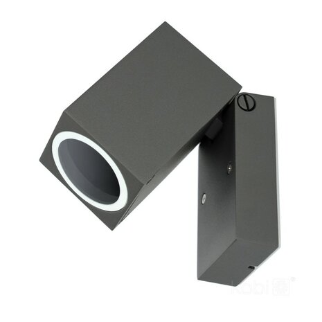 BUITENLAMP WANDLAMP 90&deg; ZWENKBAAR GRIJS IP44 230V GU10