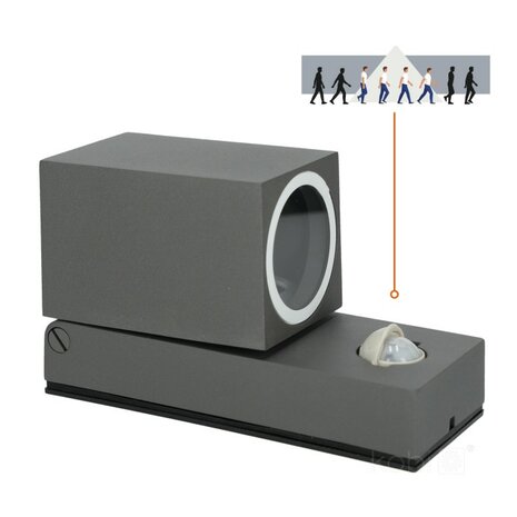 BUITENLAMP WANDLAMP MET SENSOR GRIJS IP44 230V GU10