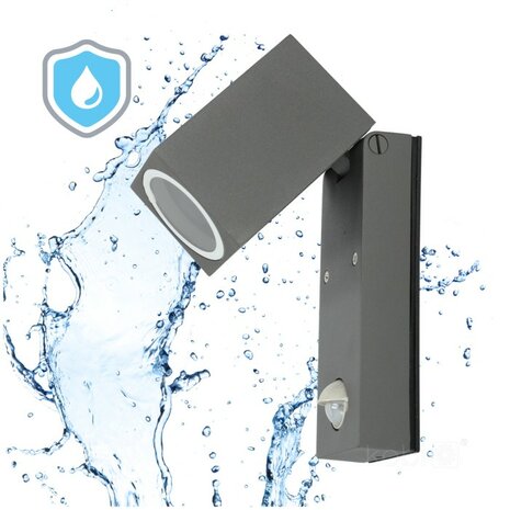 BUITENLAMP WANDLAMP MET SENSOR GRIJS IP44 230V GU10