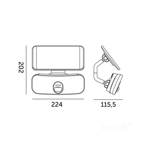 LED SOLAR VERSTRALER MET SENOR IP65 13W 1400LM 4000K 