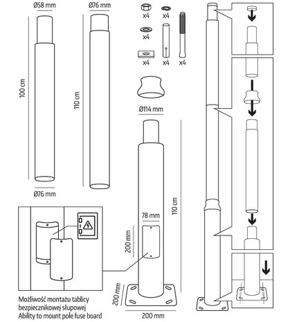 PAAL MAST BASE SV 3M &Oslash;60MM GRIJS - LED STRAATLAMPEN
