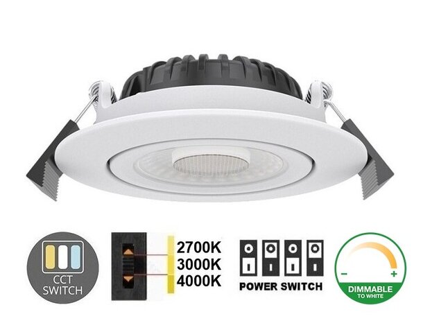 LED INBOUWSPOT SLIM-FIT IP65 DIM TO WARM POWER & CCT-SWITCH WIT 