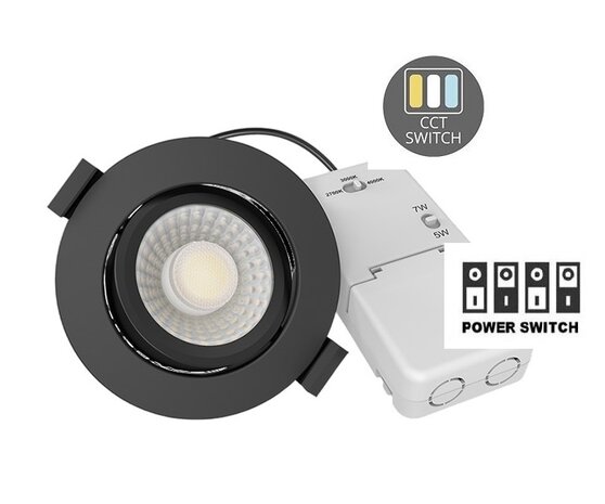 LED INBOUWSPOT SLIM-FIT IP65 DIM TO WARM POWER & CCT-SWITCH ZWART