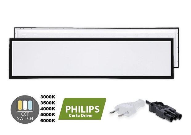 LED PANEEL BACK-LIT 120X30CM ZWART UGR-22 CCT-SWITCH 30W 4050LM 