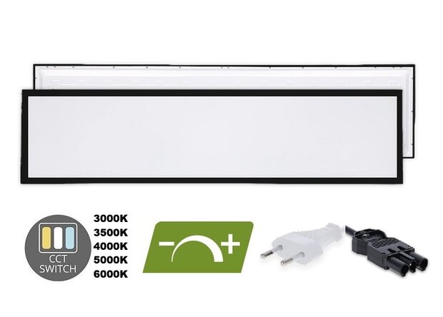 LED PANEEL BACK-LIT 120X30CM ZWART DIM UGR-22 CCT-SWITCH 30W 4050LM