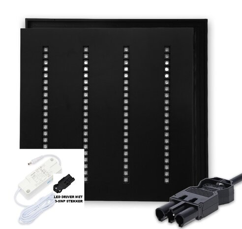 LOUVRE LED PANEEL ZWART 60X60CM UGR-16 CCT-SWITCH 30W 4200LM 